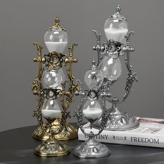 Vintage Brass 360° Rotating Sand Timer Hourglass Desk Decor