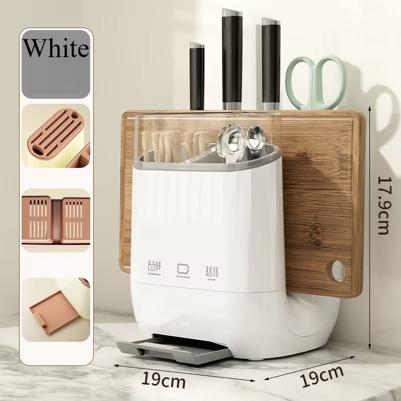 Countertop Utensil Organizer with Lid and Cutting Board Stand