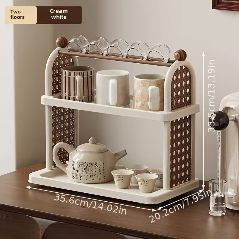 2-Tier Retro Coffee and Tea Cup Organizer Rack