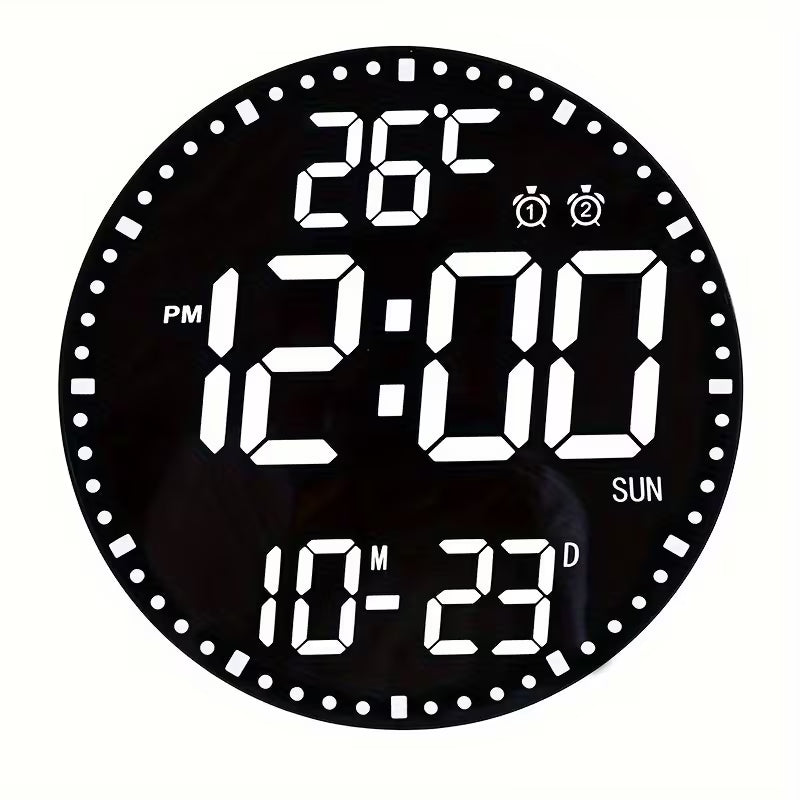Round LED Mirror Wall Clock with USB Timer for Home and Office