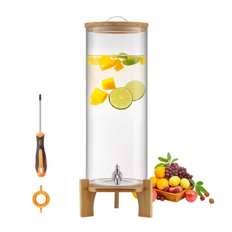Glass Drink Dispenser with Stand for Parties