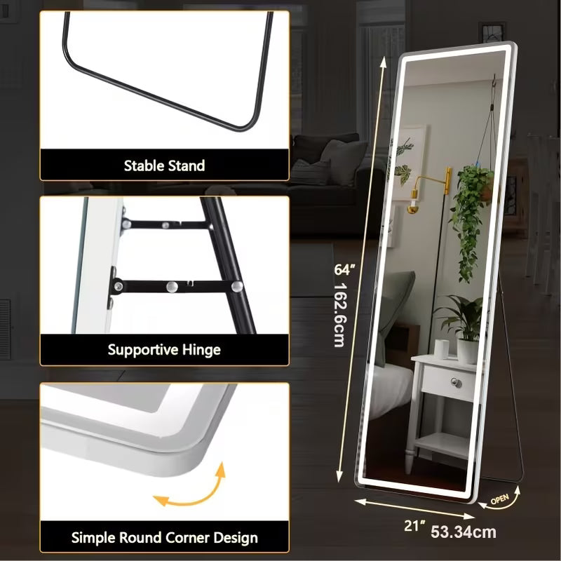 Full Length LED Lighted Standing Wall-Mounted Body Mirror
