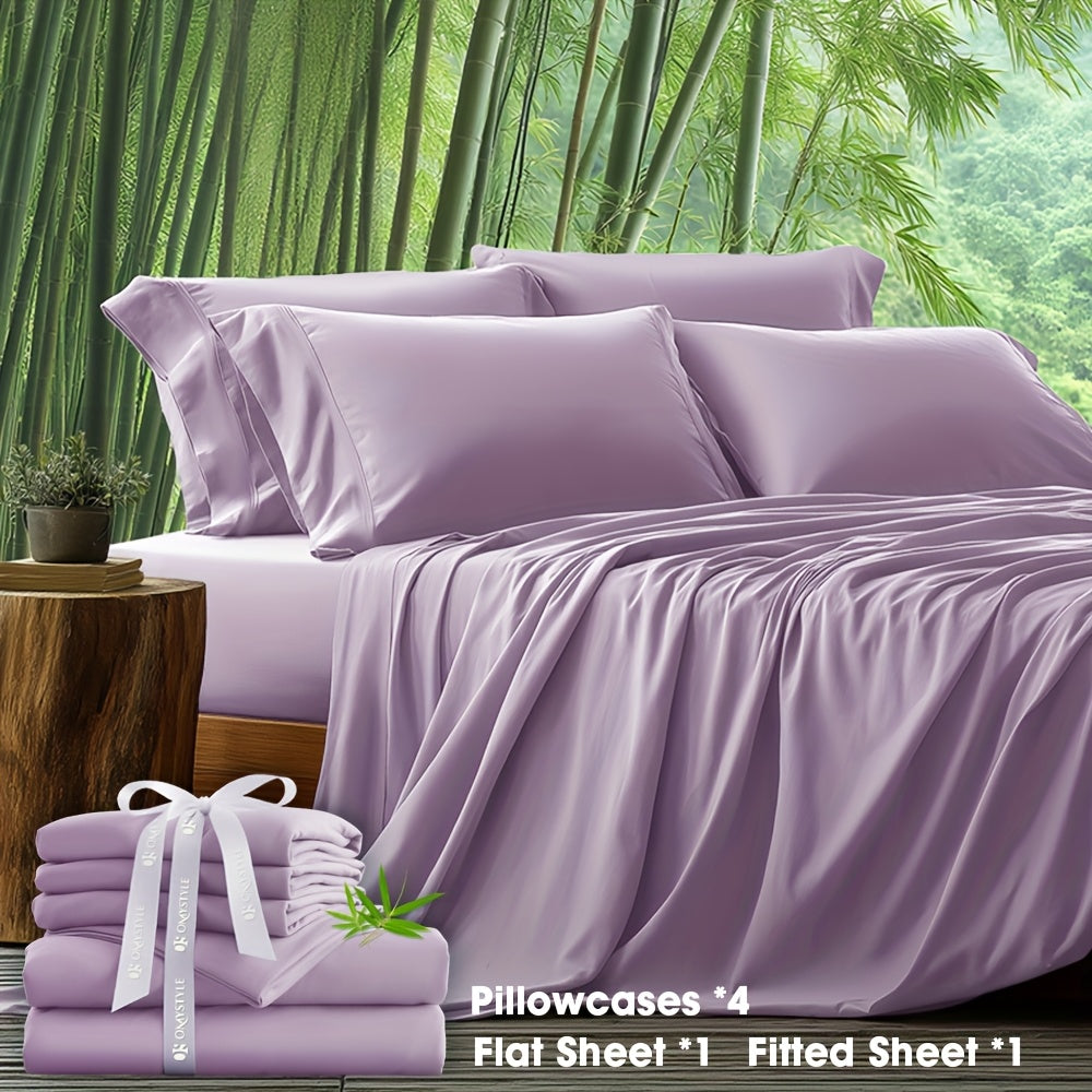 6-Piece Luxury Bamboo Lyocell Blend Sheet Set - Ultra Soft, Breathable, Deep Pocket