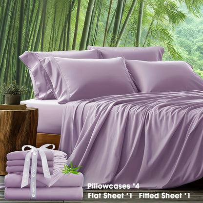 6-Piece Luxury Bamboo Lyocell Blend Sheet Set - Ultra Soft, Breathable, Deep Pocket