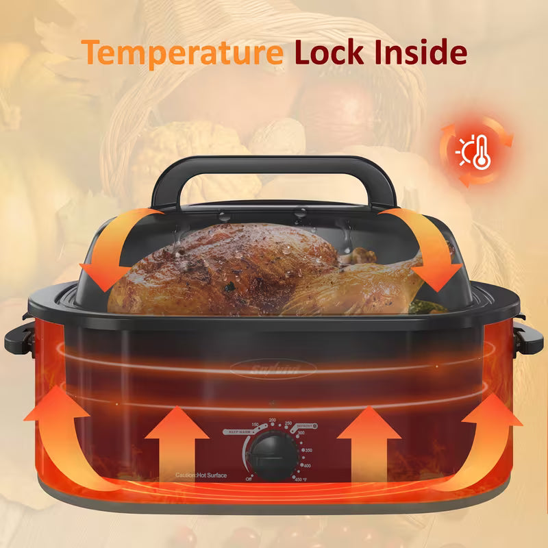 26-Quart Electric Roaster Oven with View Lid and Rack
