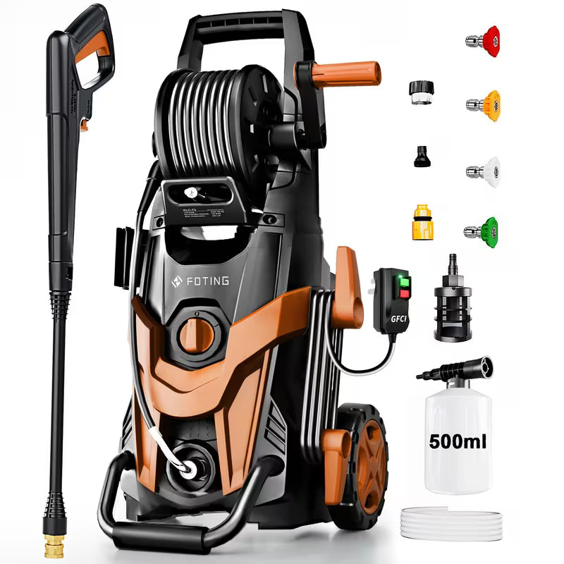 Electric Pressure Washer 4500 PSI 3.2 GPM w/ Foam Cannon Hose Reel