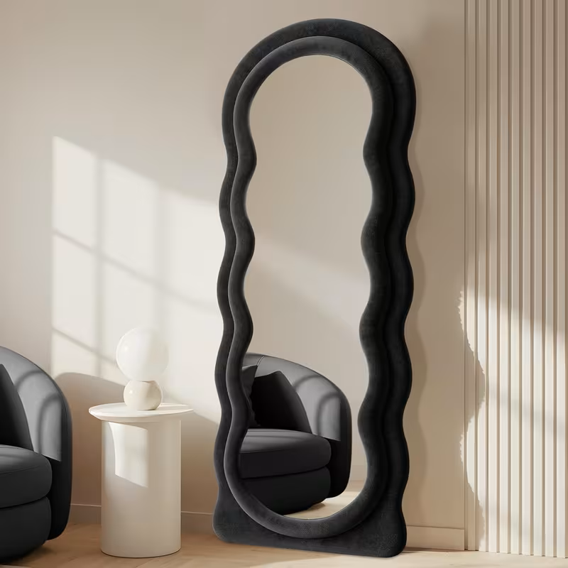 63x24-Inch Arched Flannel Full Length Floor Mirror