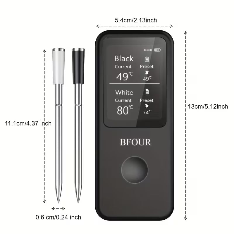Wireless Meat Thermometer with Dual Probes and App Control