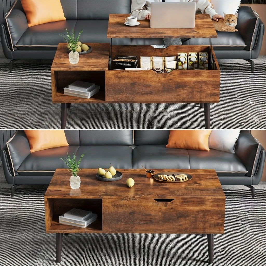 Lift Top Coffee Table with Storage, Wooden Living Room Center Table