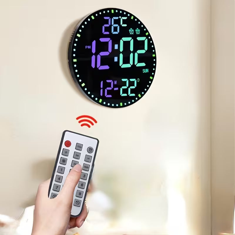 Round LED Mirror Wall Clock with USB Timer for Home and Office