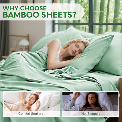 6-Piece Luxury Bamboo Lyocell Blend Sheet Set - Ultra Soft, Breathable, Deep Pocket