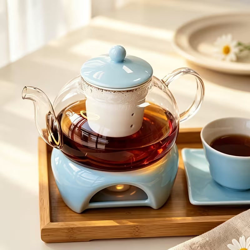 Borosilicate Glass Teapot Set with Ceramic Infuser and Base