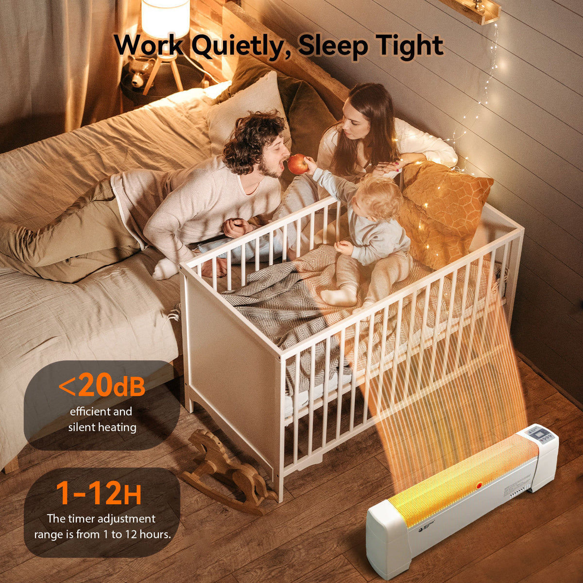1500W Electric Baseboard Convection Heater with Adjustable Thermostat