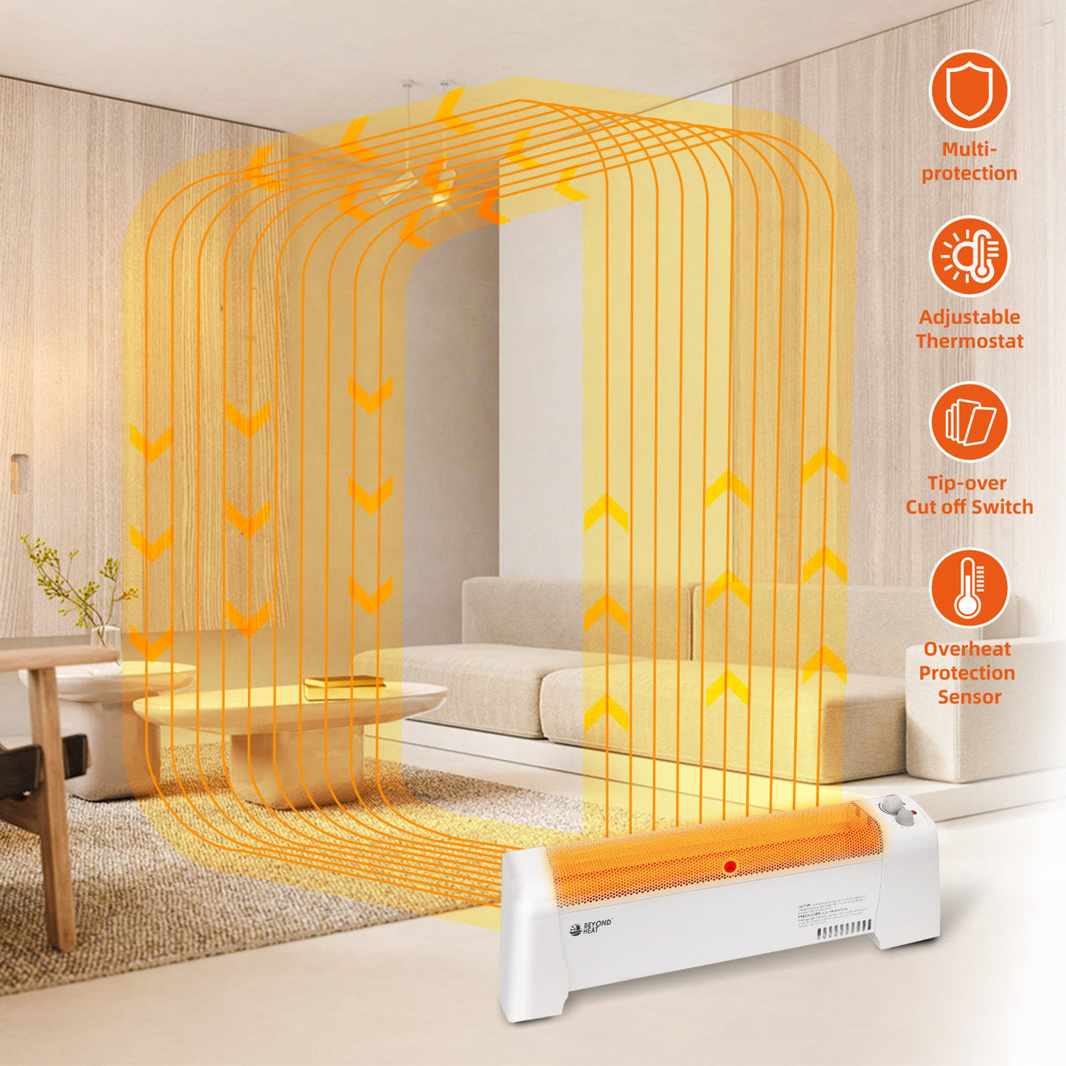 1500W Electric Baseboard Convection Heater with Adjustable Thermostat