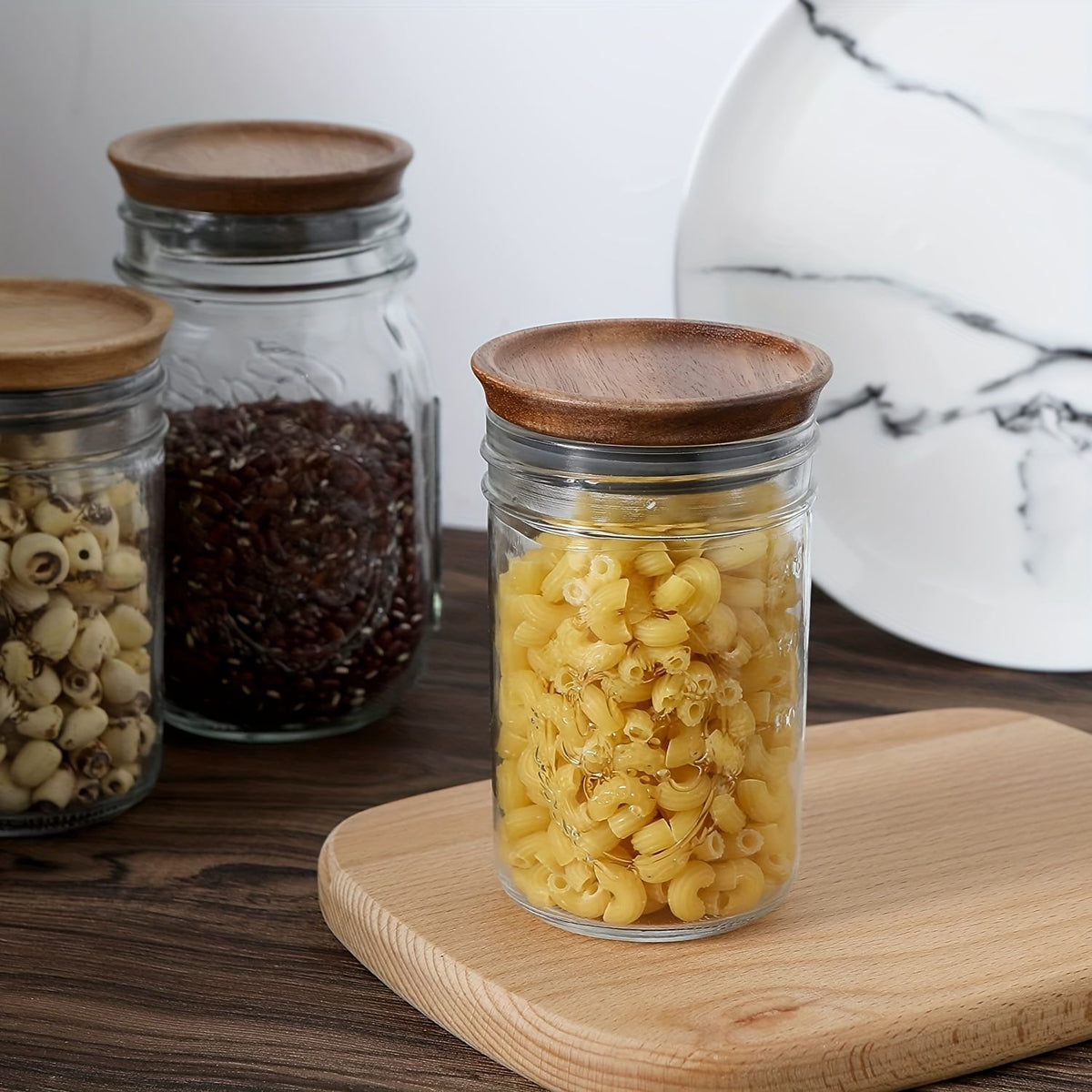 6-Piece Wooden Storage Lid Set for Regular Mouth Jars