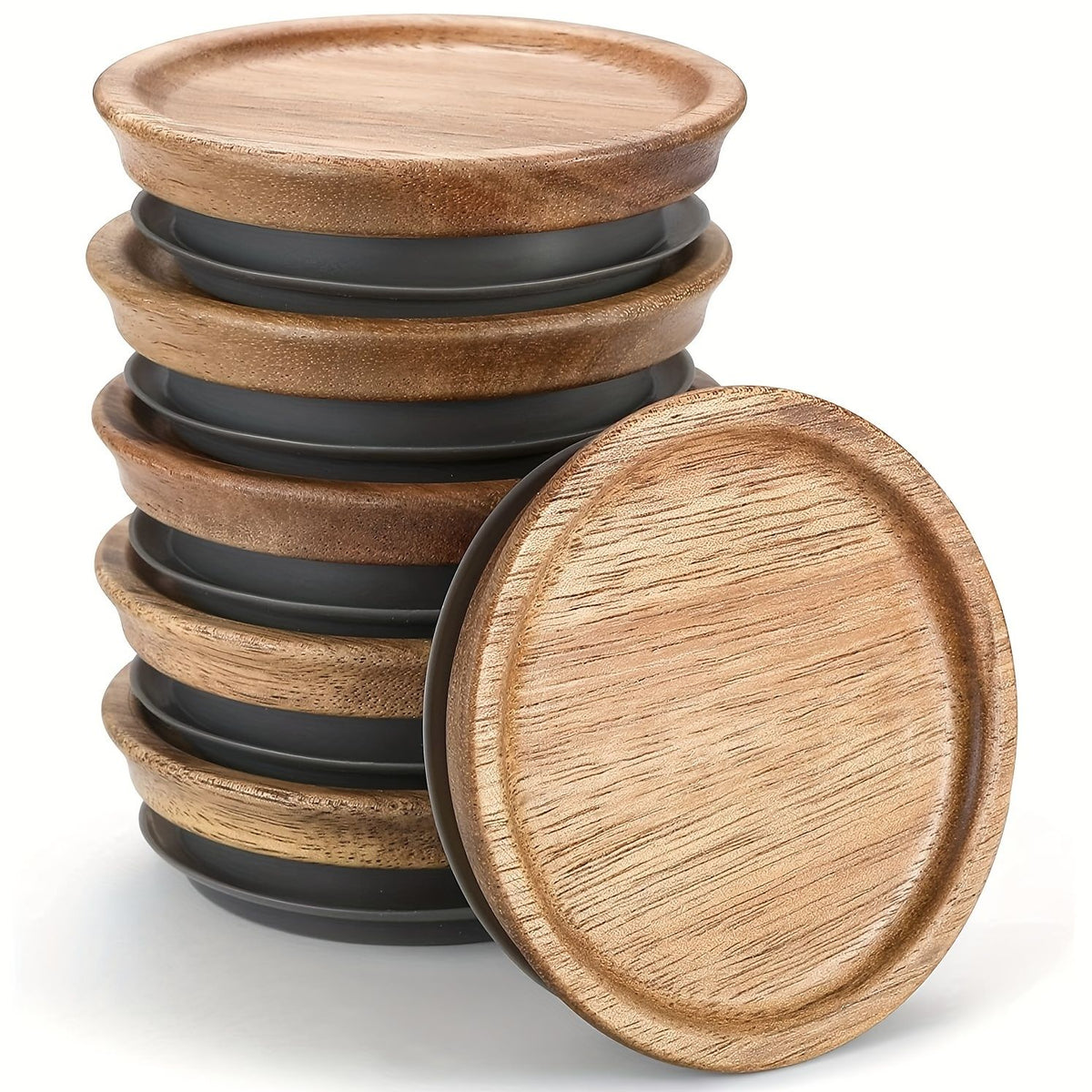 6-Piece Wooden Storage Lid Set for Regular Mouth Jars