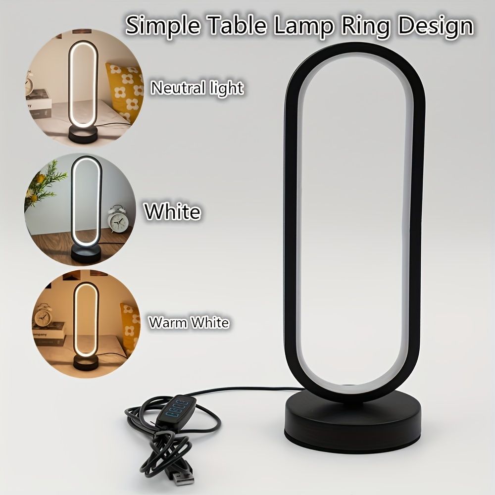 Round USB Dimmable LED Bedside Table Lamp