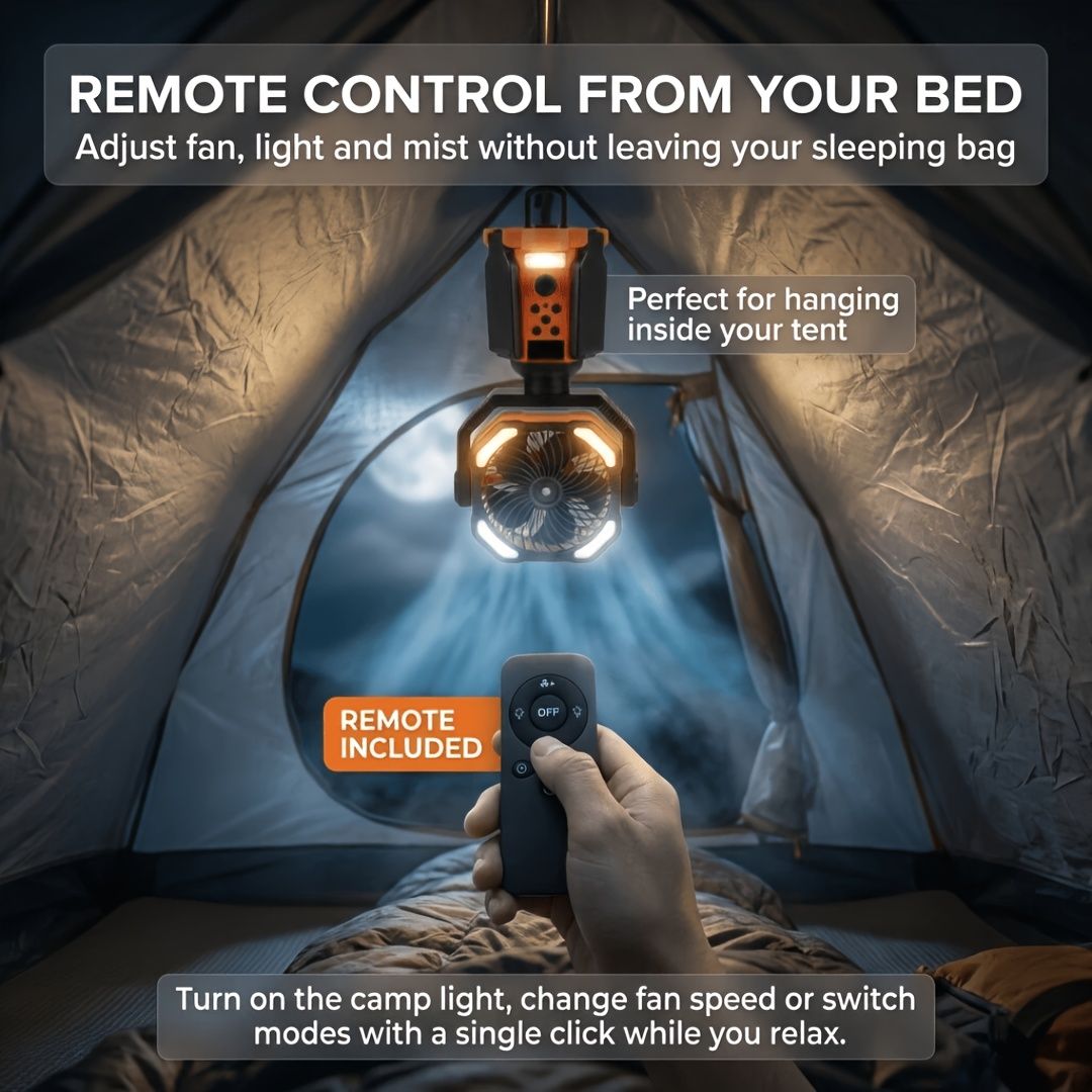Portable Camping Fan Humidifier Lantern Power Bank