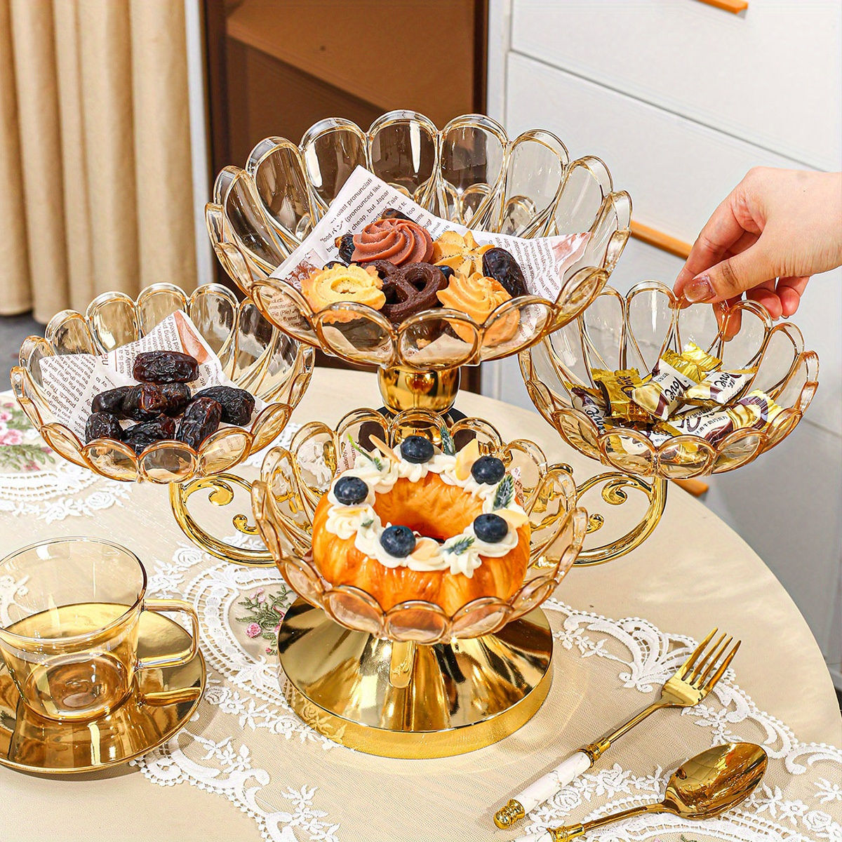 Rotating Multi-Layer Five-Plate Crystal Fruit Plate
