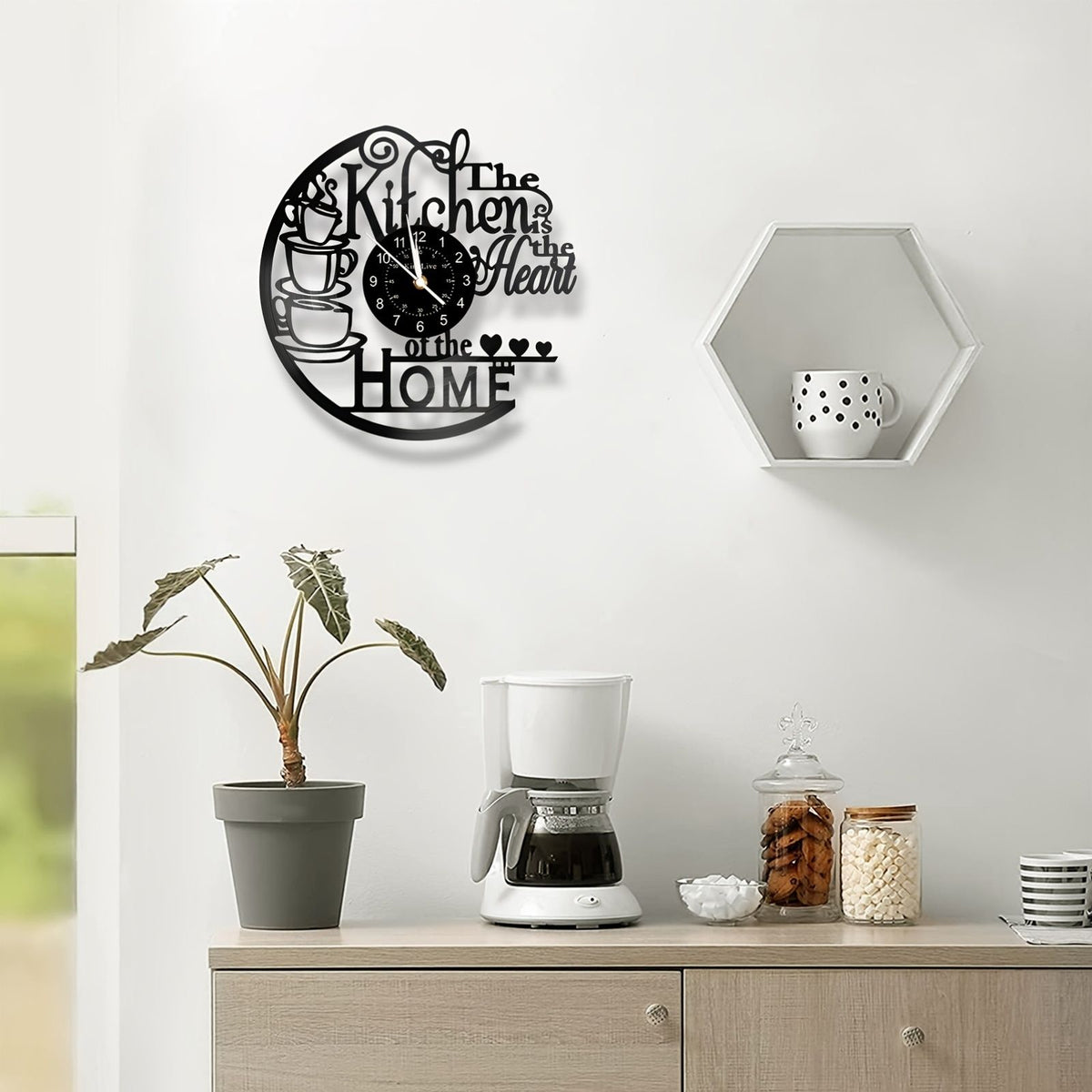 Coffee Cup Vinyl Record Wall Clock Silent Home Decor