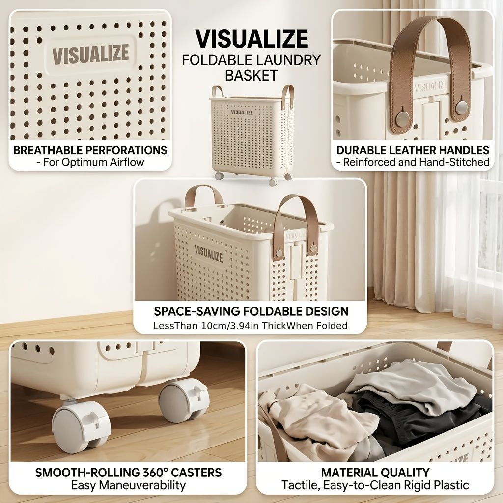 Rolling Laundry Cart With Lid And Handles