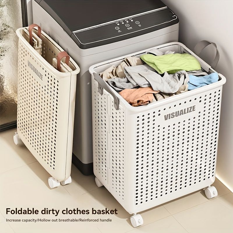Rolling Laundry Cart With Lid And Handles