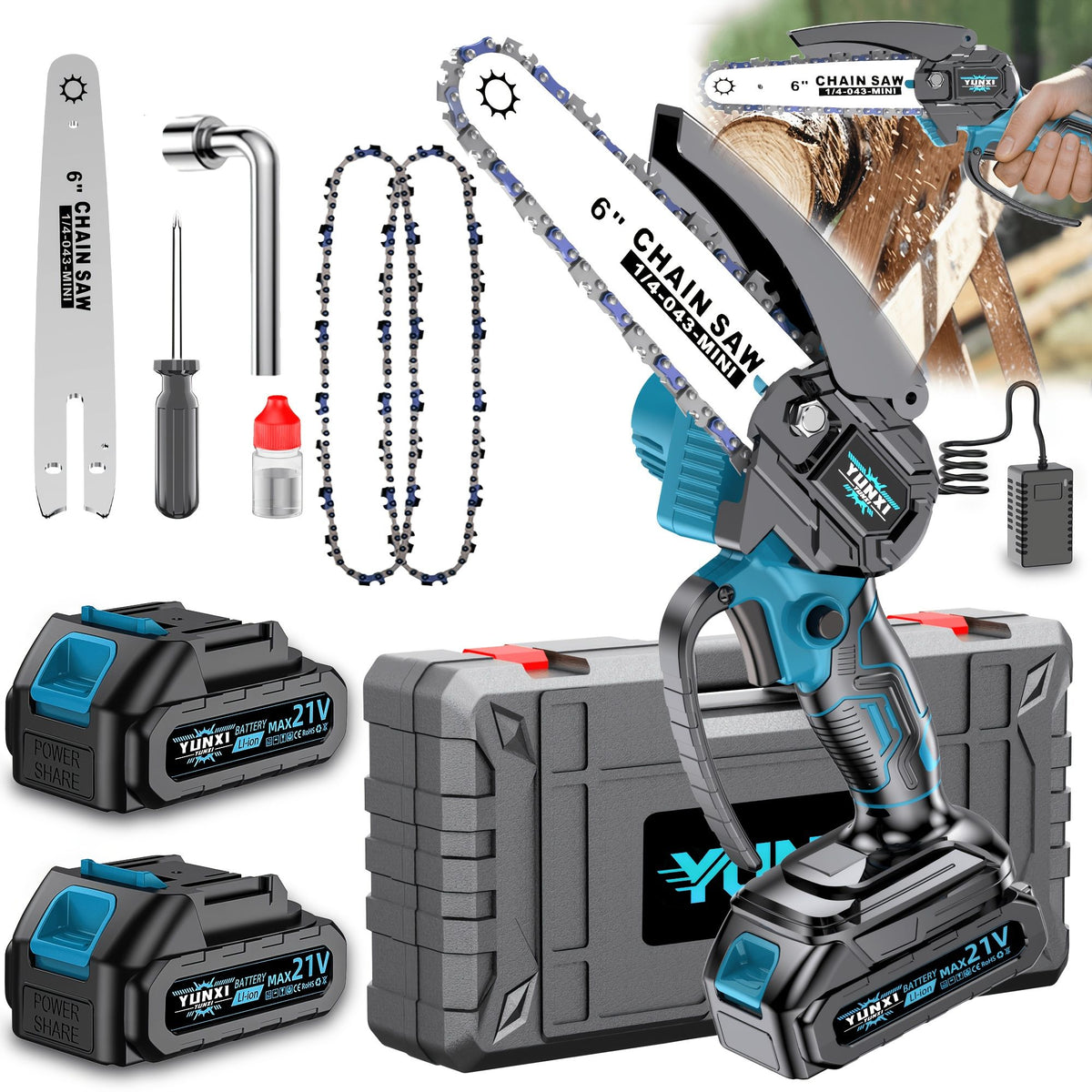 Mini Cordless Handheld Chainsaw with Safety Lock