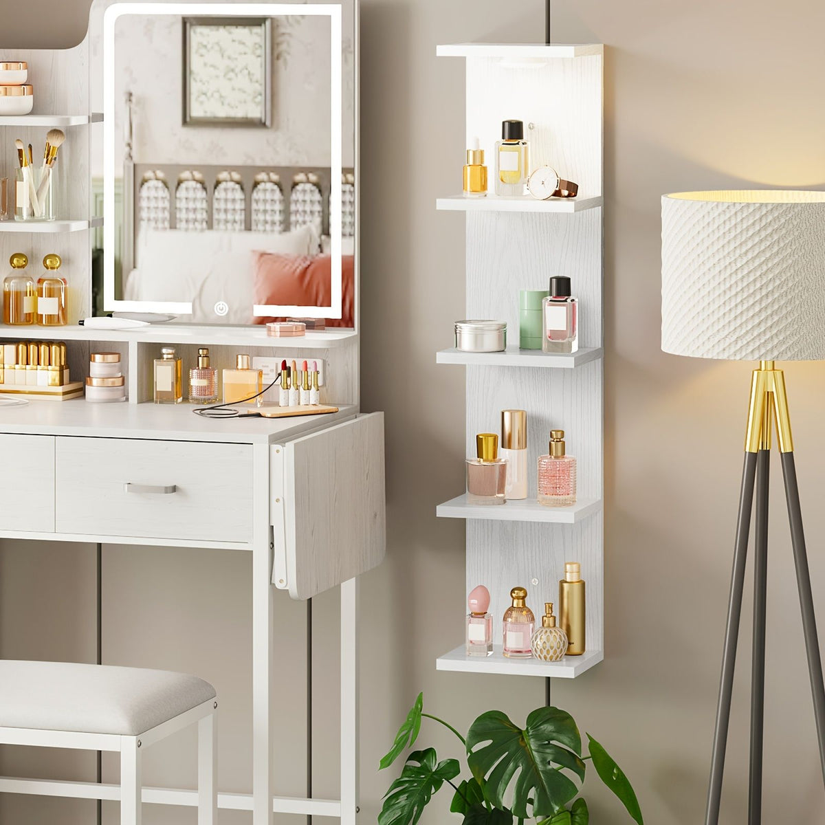 Modern Floating Shelf LED Wall Mounted Wood