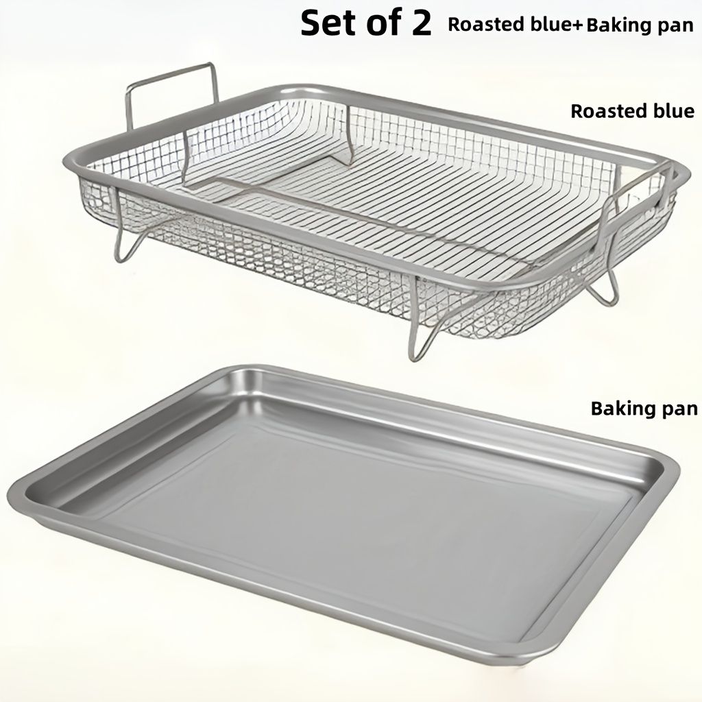 Stainless Steel Oil Drip Tray and Roasting Basket Set