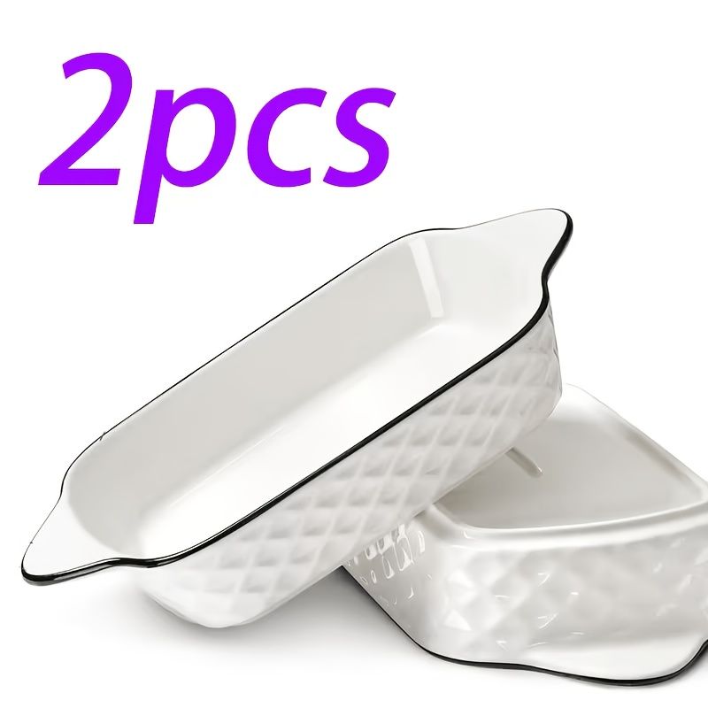 Rectangular Ceramic Baking Dishes Diamond Pattern
