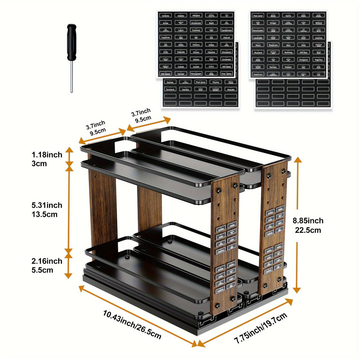 2-Piece Double Tier Pull Out Spice Rack