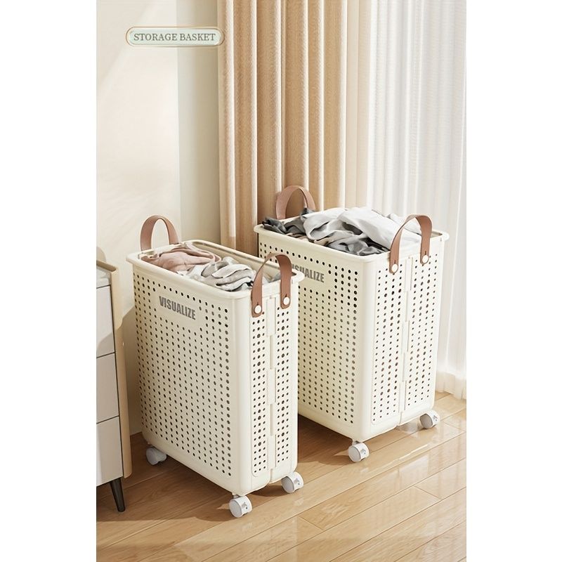 Rolling Laundry Cart With Lid And Handles