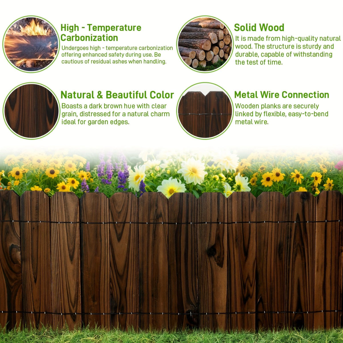 Wooden Garden Edge Fence Board