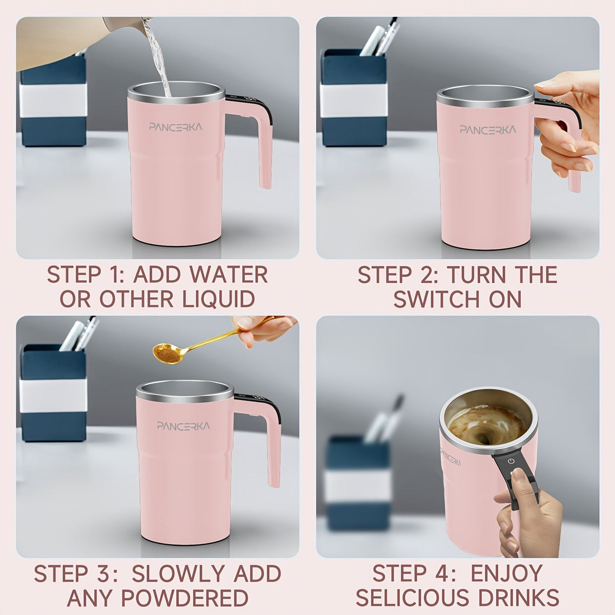 Rechargeable Self-Stirring Mug with LED Temperature Display