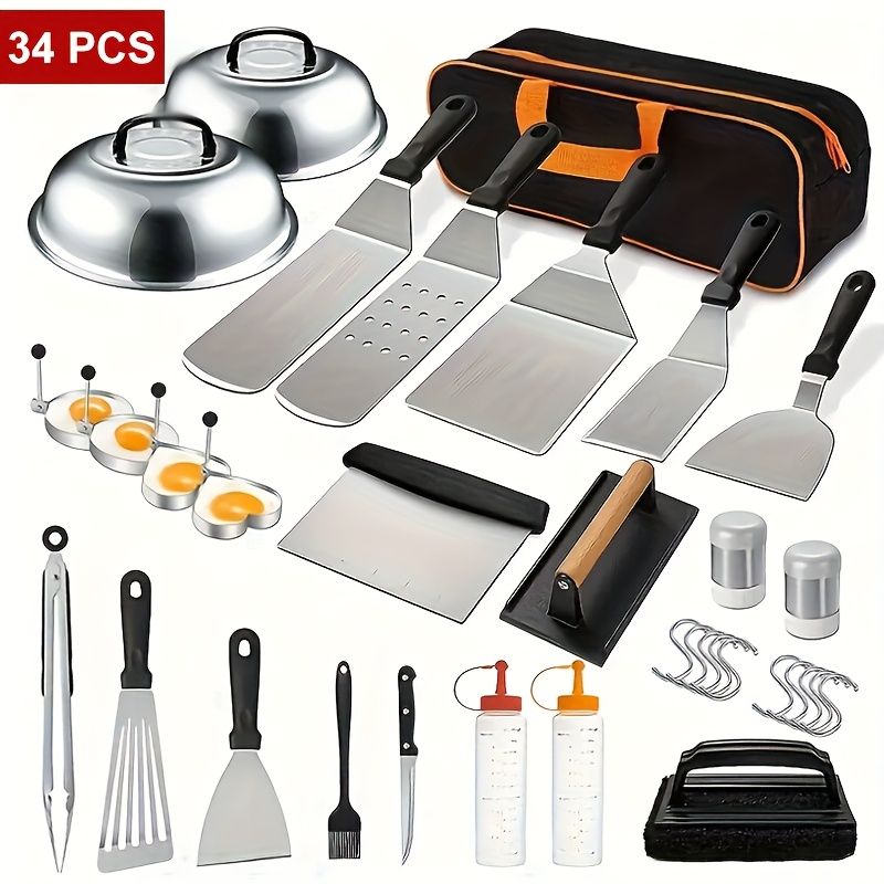 17-Piece BBQ Grill Set with Meat Press and Thermometer