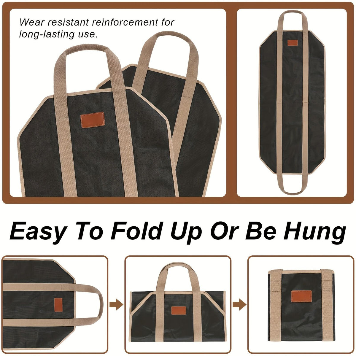 Heavy Duty Large Firewood Carrier Tote Bag