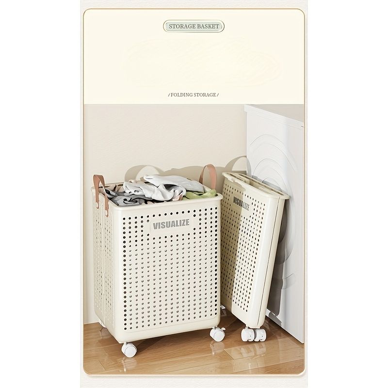 Rolling Laundry Cart With Lid And Handles