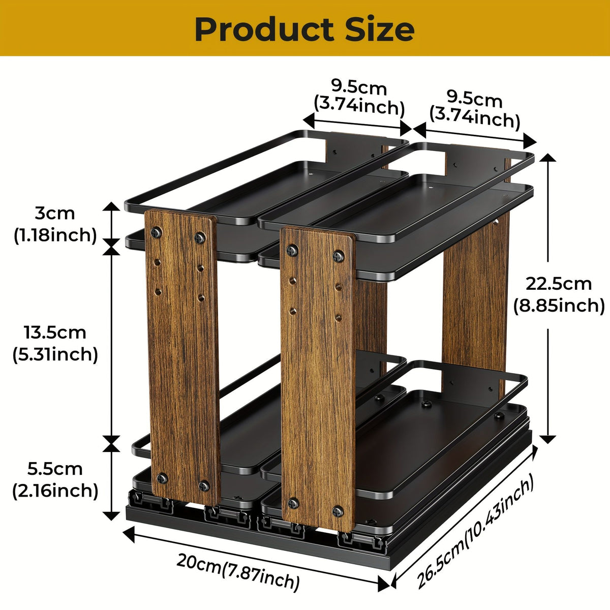 2-Piece Double Tier Pull Out Spice Rack
