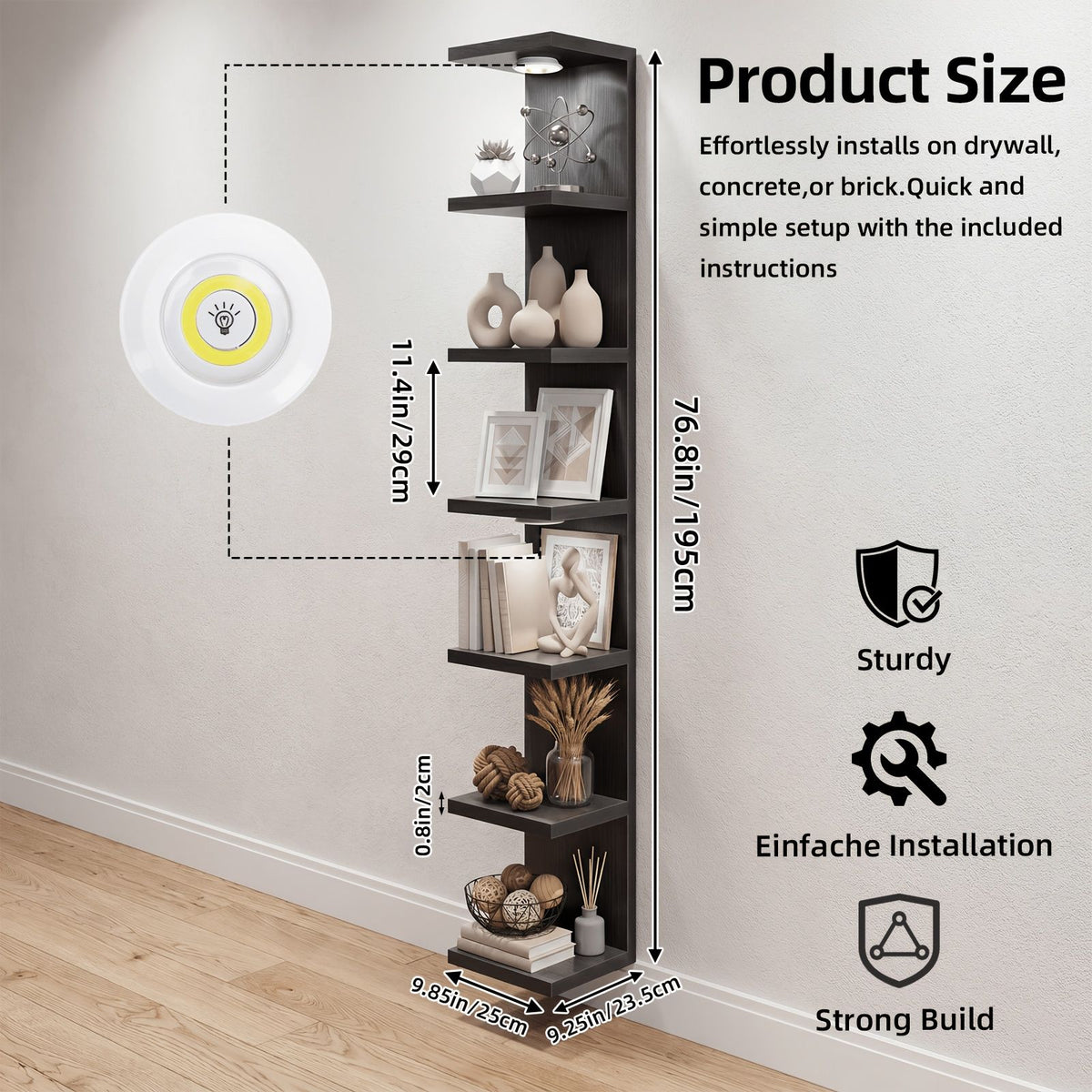 Modern Floating Shelf LED Wall Mounted Wood