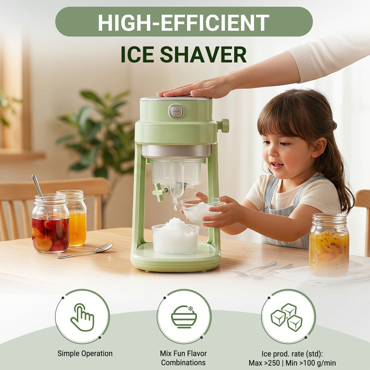 Adjustable Button Ice Crusher Machine
