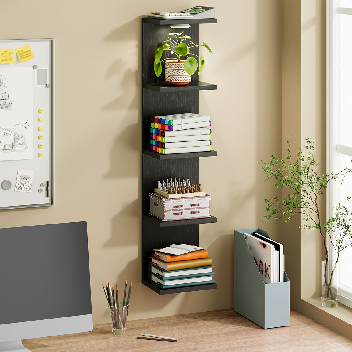 Modern Floating Shelf LED Wall Mounted Wood