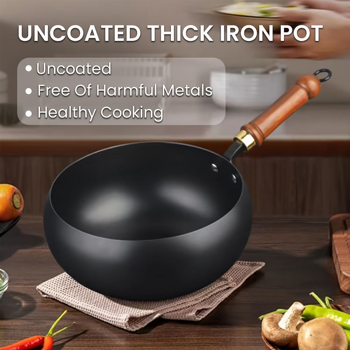 Japanese Large-Bellied Non-Stick Wok with Heat-Resistant Handle