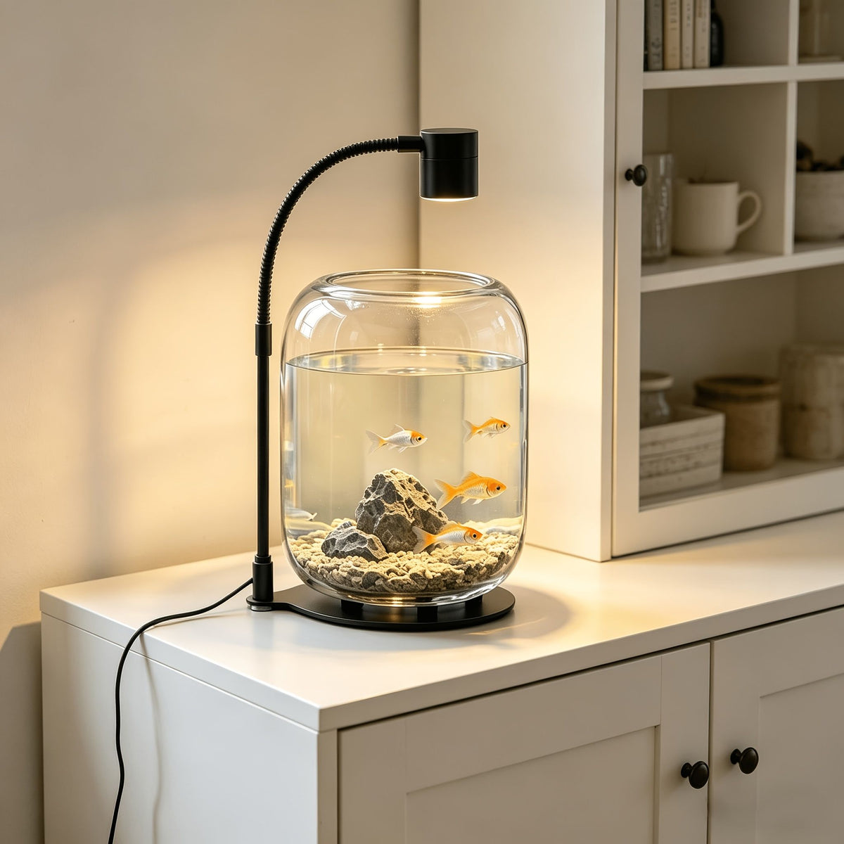 Open Top Glass Terrarium with USB Growth Light