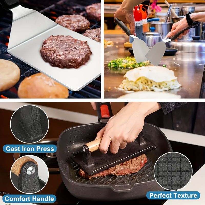 17-Piece BBQ Grill Set with Meat Press and Thermometer