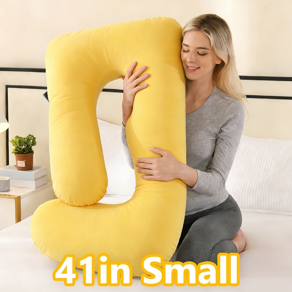 60 Inch J-Shaped Full Body Maternity Pillow with Velvet Pillowcase