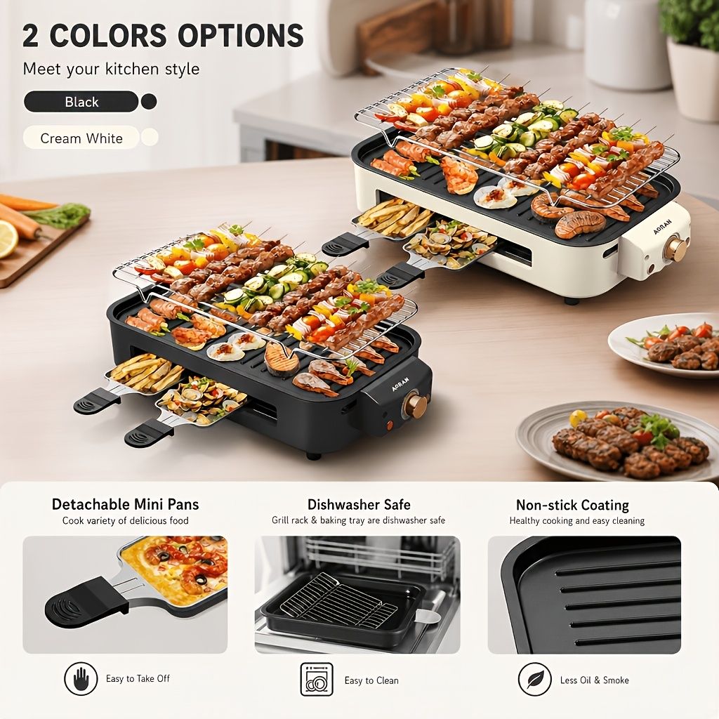 Electric BBQ Grill Nonstick Adjustable Temperature