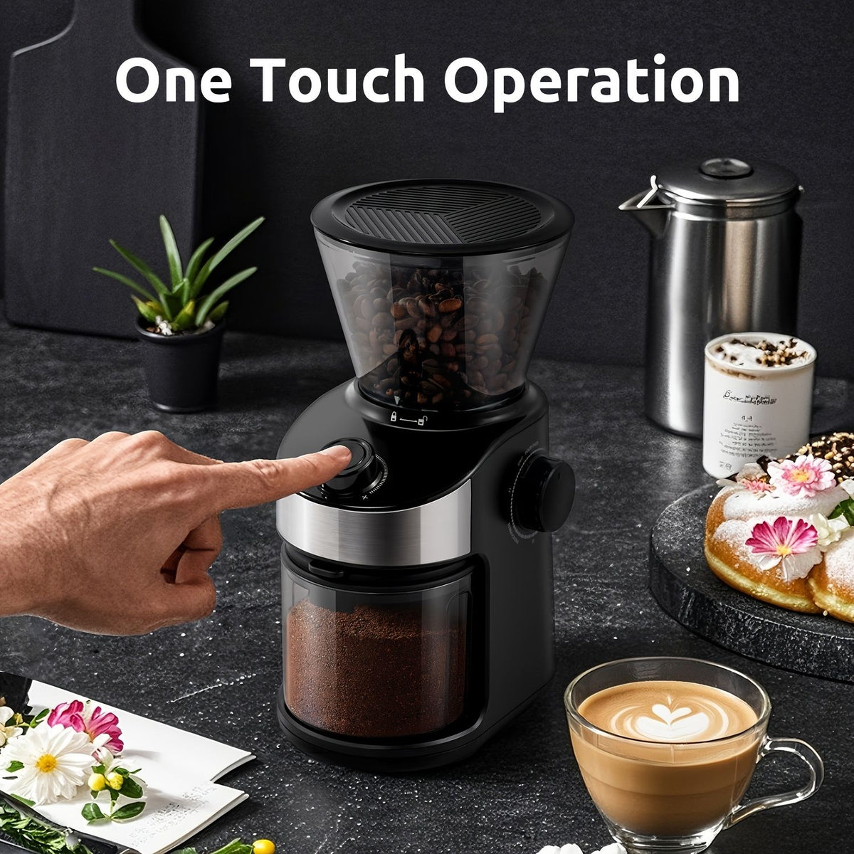 Electric Burr Coffee Grinder with Digital Timer 25 Grind Settings