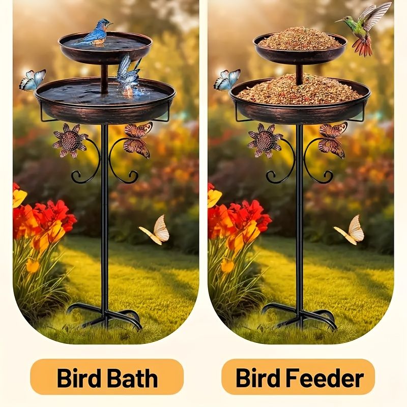 Double Layer Metal Bird Bath Tub