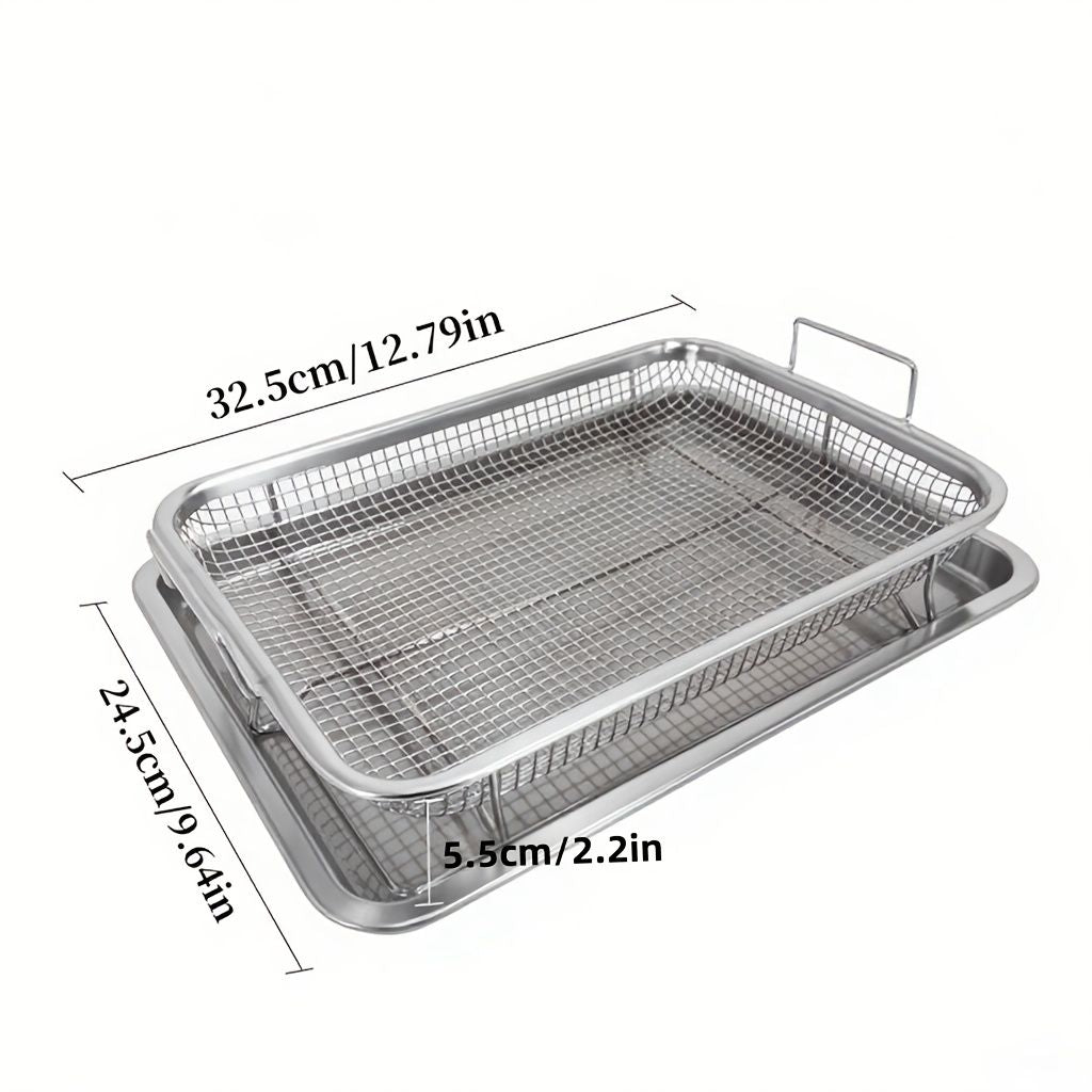 Stainless Steel Oil Drip Tray and Roasting Basket Set
