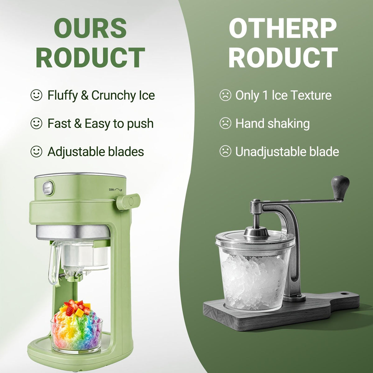 Adjustable Button Ice Crusher Machine
